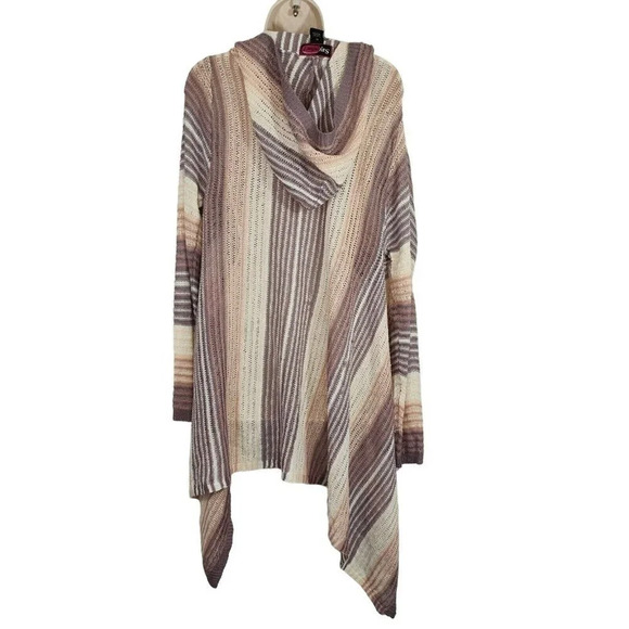 Say What Hooded Cardigan Sweater Open Size 1X Peach Purple Long Sleeve FLAWS - Picture 3 of 7